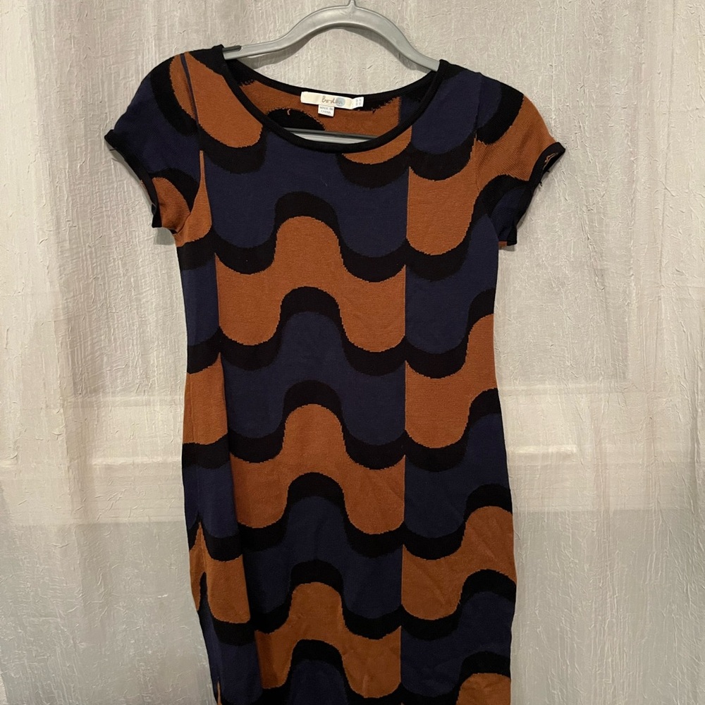 Boden Brown and Blue Sheath Mini Dress
